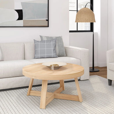 Classic Solid Wood round Coffee Table, 36" Farmhouse Table for Living Room